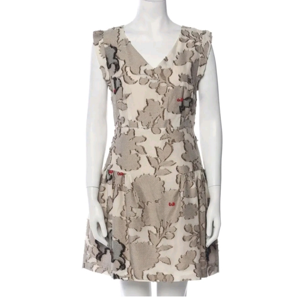 NWT $1150.00 PAULE KA Women's A-line Dress Middle Beige Brown NWT Size 4 Small